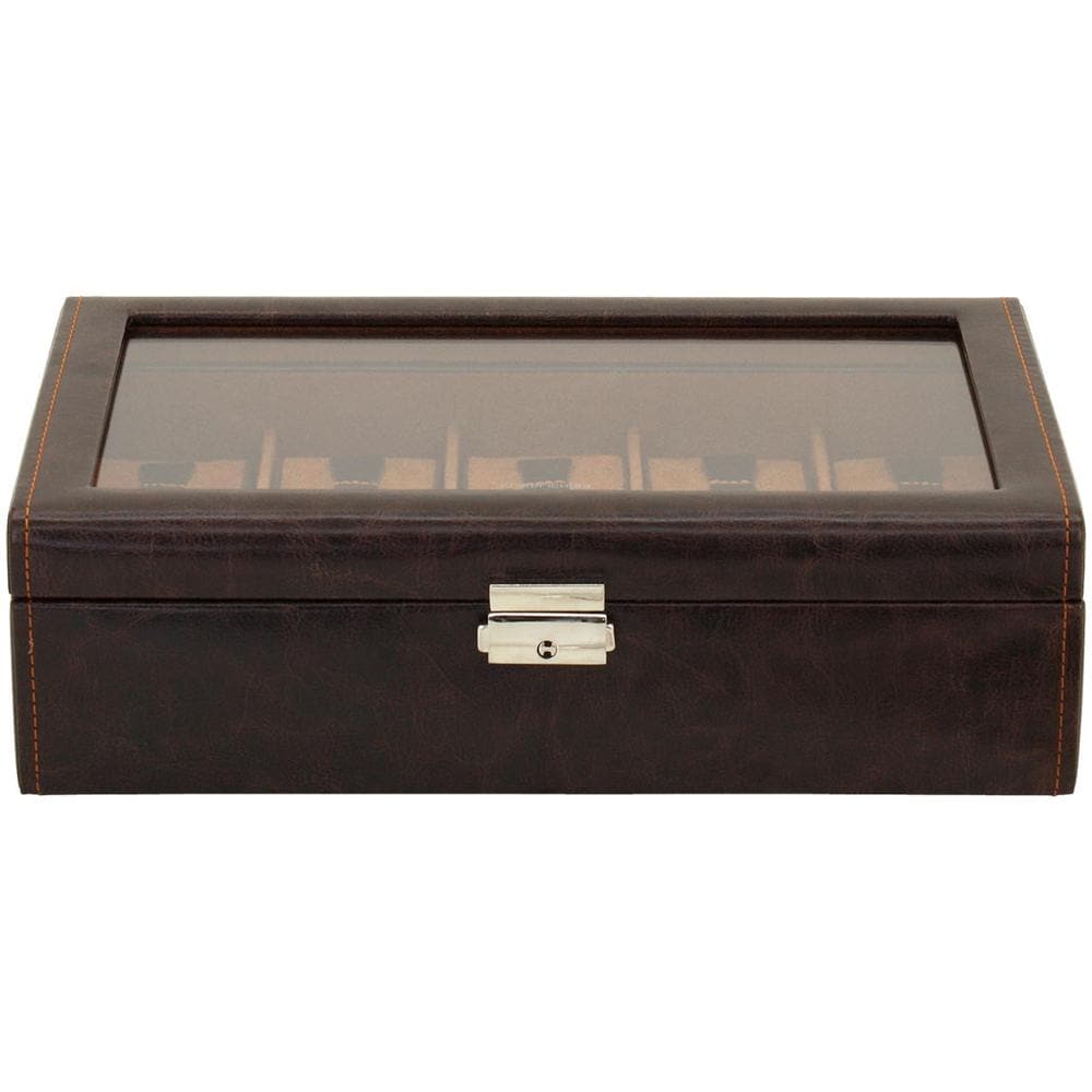 Scatola porta orologi con vetrina in eco pelle porta 10 orologi Marrone - Foto 4