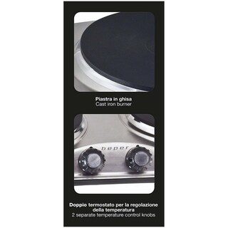 BEPER 90.825 Fornello Elettrico In Acciaio Inossidabile Con 5