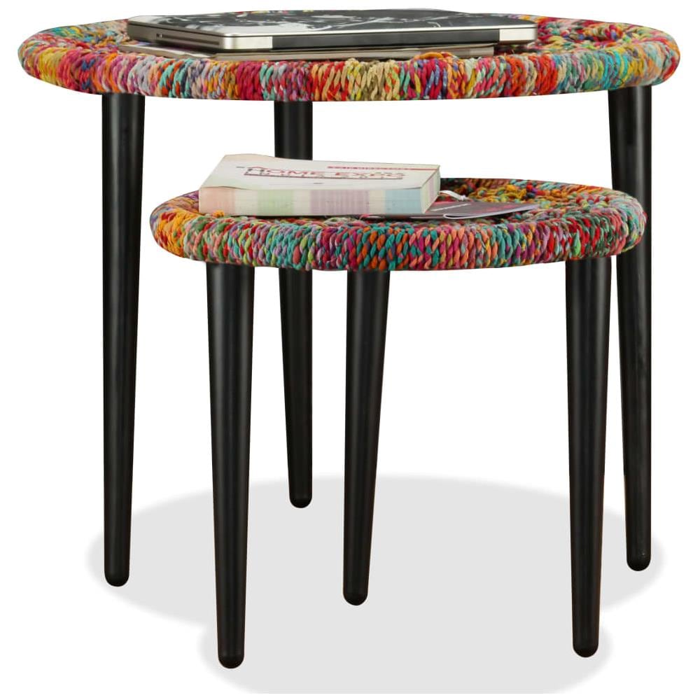 Set Tavolini Da Caffè 2 Pz Con Dettagli Chindi Multicolore - Foto 2