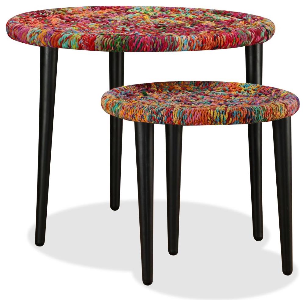 Set Tavolini Da Caffè 2 Pz Con Dettagli Chindi Multicolore - Foto 7