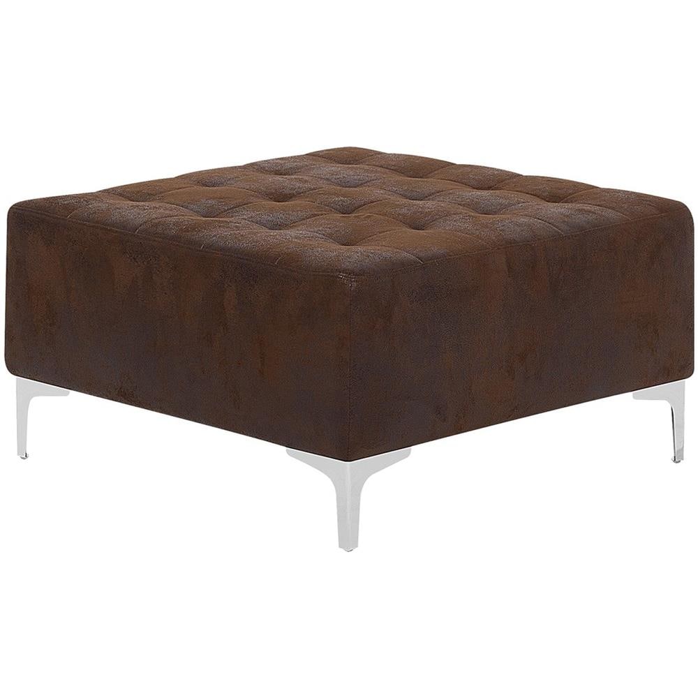 Ottomano In Tessuto Similpelle Marrone Aberdeen - Foto 1