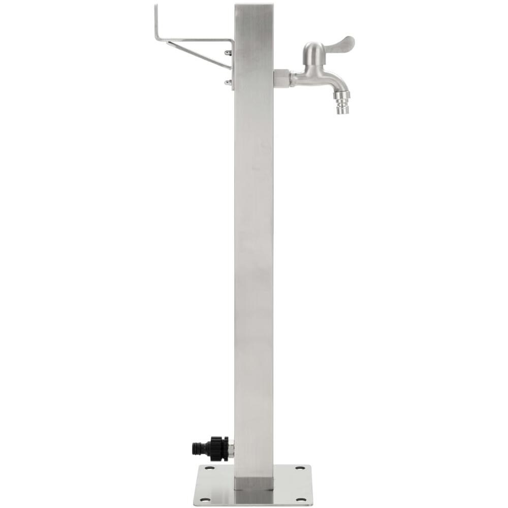 Fontanella A Colonna In Acciaio Inossidabile Quadrata 65 Cm - Foto 2