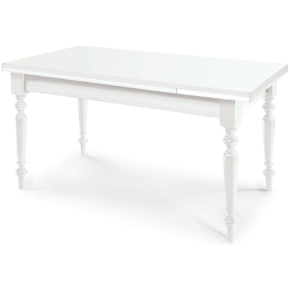 Dylan - Tavolo Da Pranzo Allungabile In Legno Massello Con Gamba Tornita Cm 80 X 140/180/220 - Foto 1