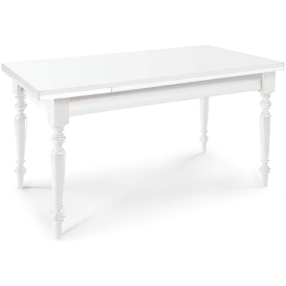 Dylan - Tavolo Da Pranzo Allungabile In Legno Massello Con Gamba Tornita Cm 80 X 140/180/220 - Foto 2
