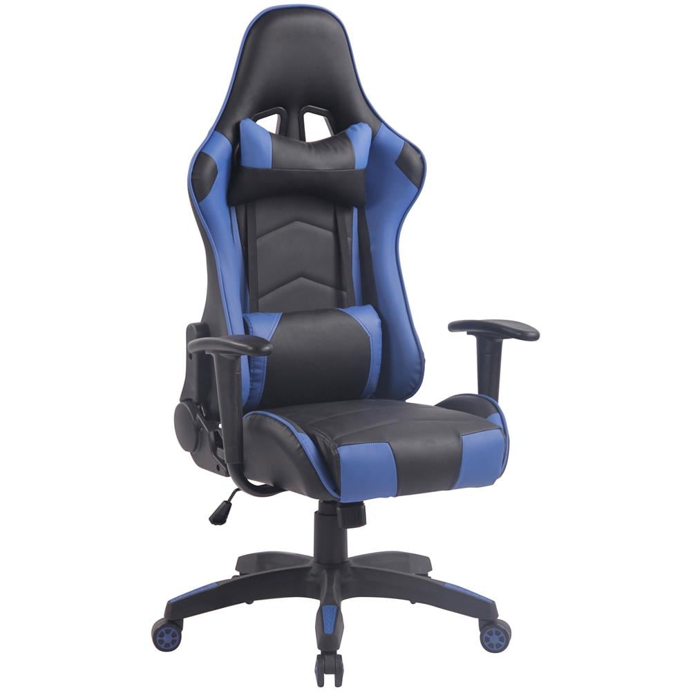 Sedia Gaming Miracle V2 in Similpelle - Sedia Racing 2 Cuscini - Poltrona Girevole con Max Carico 150Kg - Sedia Gamer Regolabile 47-57cm Nero Blu - Foto 1