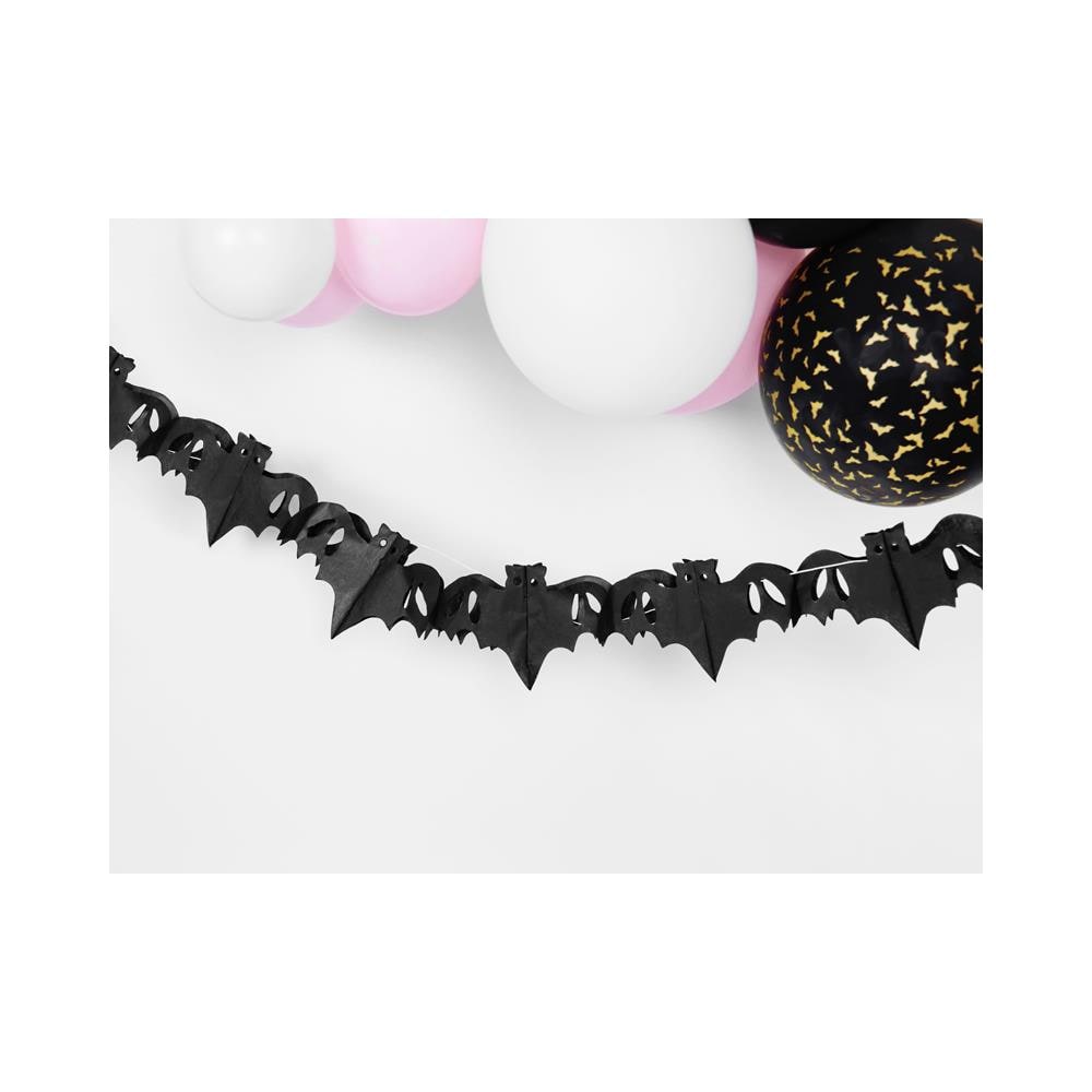 Partydeco - Ghirlanda Di Carta Di Pipistrelli Neri - Foto 3