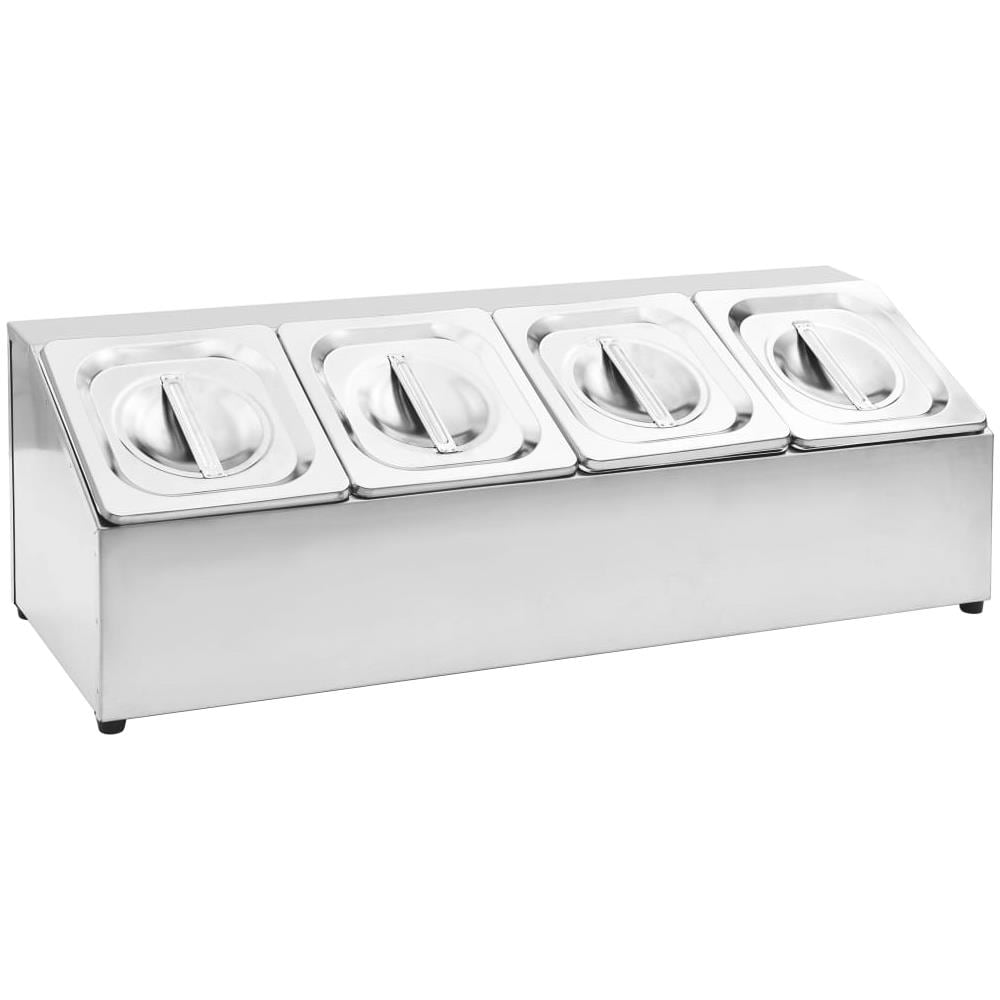 Supporto Gastronorm Con 4 Contenitori Gn 1/6 In Acciaio Inox - Foto 2