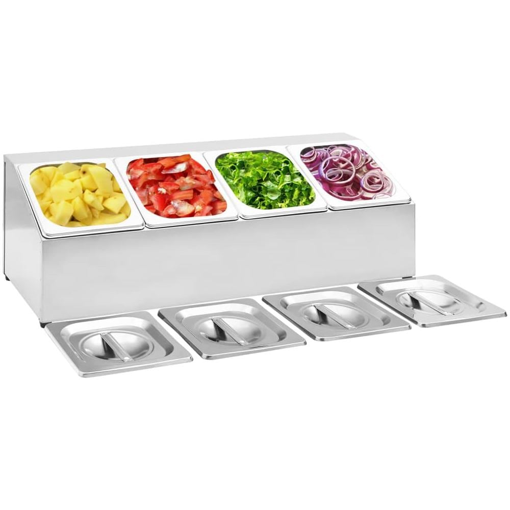 Supporto Gastronorm Con 4 Contenitori Gn 1/6 In Acciaio Inox - Foto 1