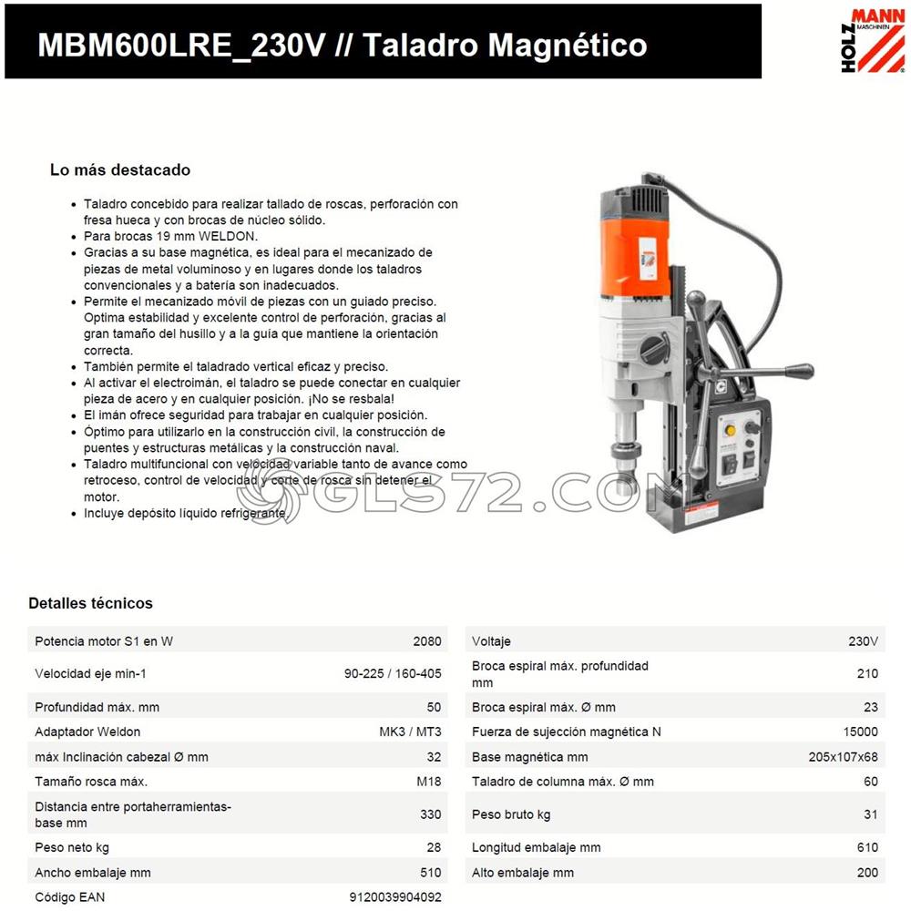 Trapano Magnetico Perforatrice Carotatrice Colonna 2080 W Holzmann Mbm600lre - Foto 7