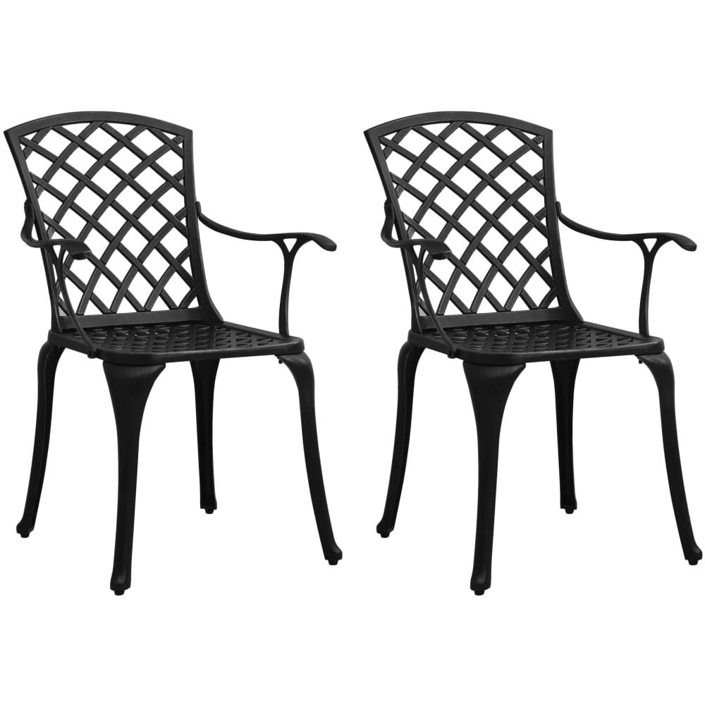 Sedie Da Giardino 2 Pz In Alluminio Pressofuso Nero - Foto 1