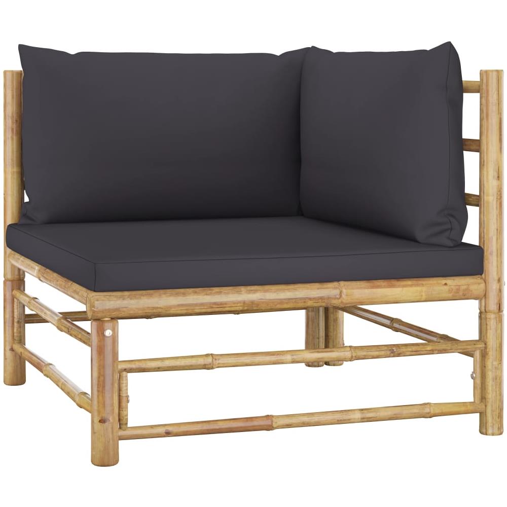 Set Salotto da Giardino 6pz con Cuscini Grigio Scuro Bambù - Foto 1