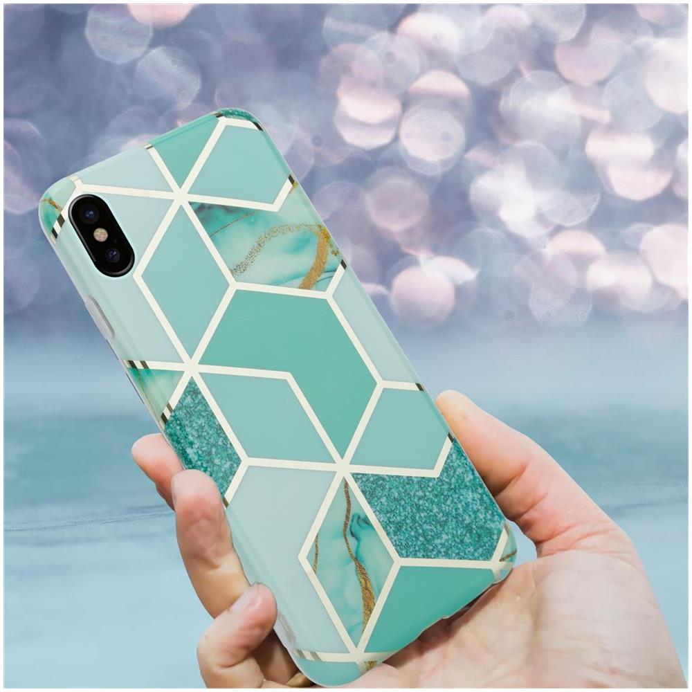 Custodia Compatibile Con Apple Iphone X / Xs In Marmo Verde Chiaro Verde Oro No. 3 - Coperchio Protettivo In Silicone Tpu Con Motivo A Mosaico - Foto 8