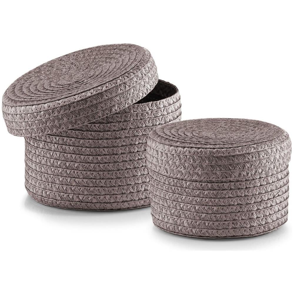 Accessori Rotondi Cestini, Bigiotteria - 2 Pezzi Inclusi, Colore Naturale, - Foto 1