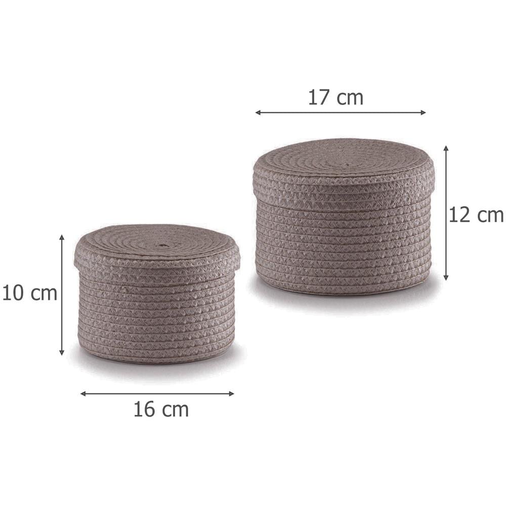 Accessori Rotondi Cestini, Bigiotteria - 2 Pezzi Inclusi, Colore Naturale, - Foto 3