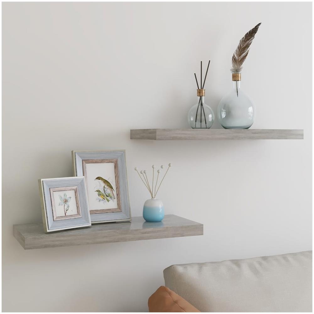 Scaffali A Parete 2 Pz Grigio Cemento 60x23,5x3,8 Cm In Mdf - Foto 1