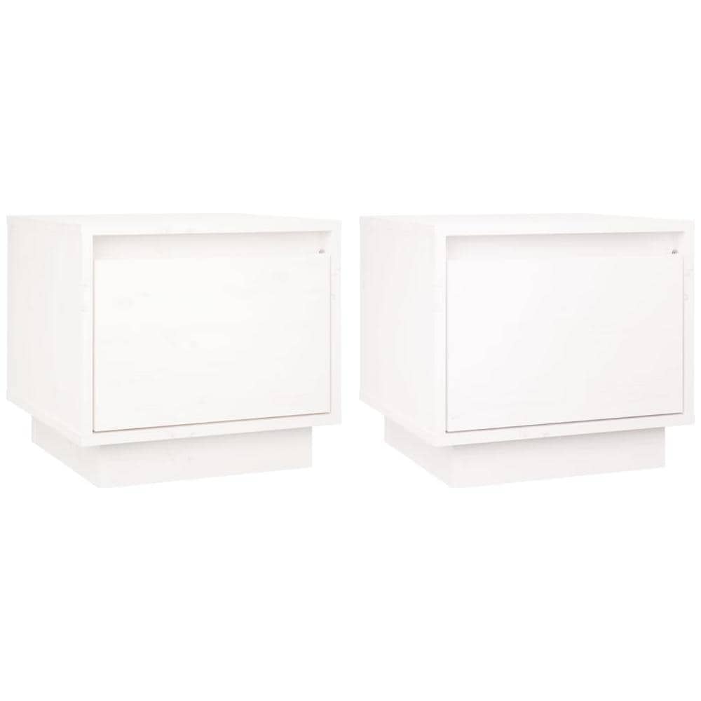 Comodini 2 Pz Bianchi 35x34x32 Cm In Legno Massello Di Pino - Foto 2