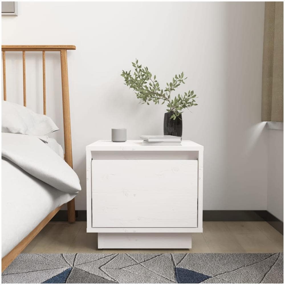 Comodini 2 Pz Bianchi 35x34x32 Cm In Legno Massello Di Pino - Foto 3