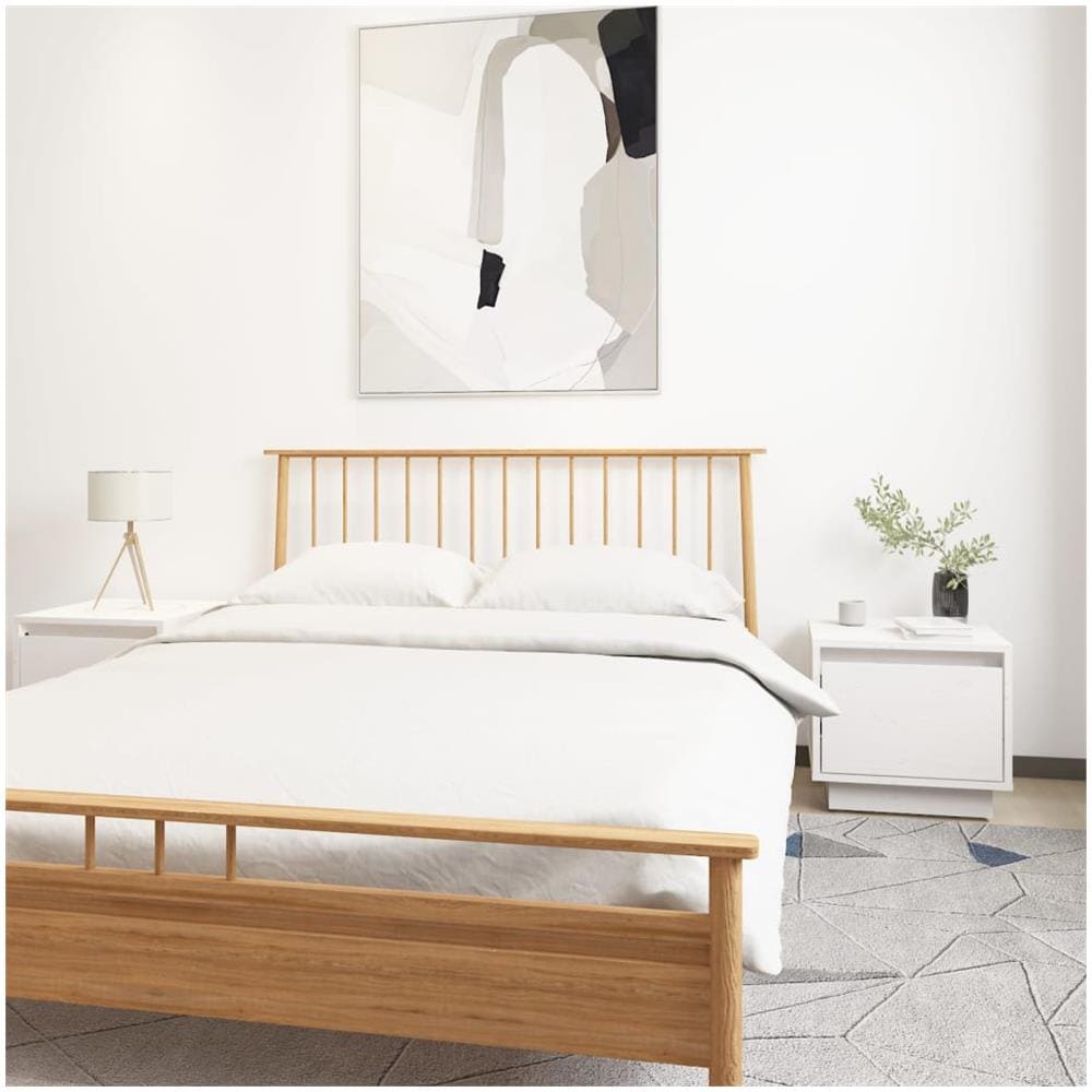 Comodini 2 Pz Bianchi 35x34x32 Cm In Legno Massello Di Pino - Foto 1