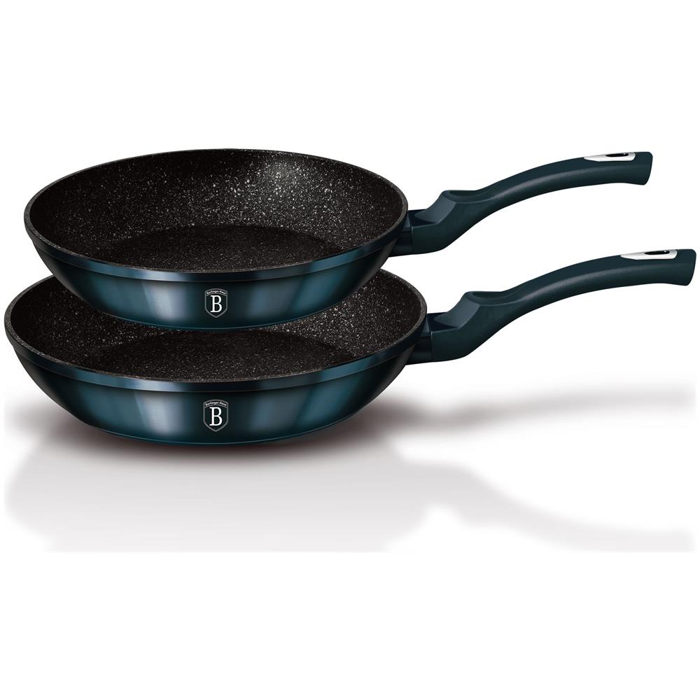 Aquamarine Set Di Padelle Induzione 22 - 26 Cm In Alluminio Antiaderente Marmo Senza Pfoa Blu Marino - Foto 2