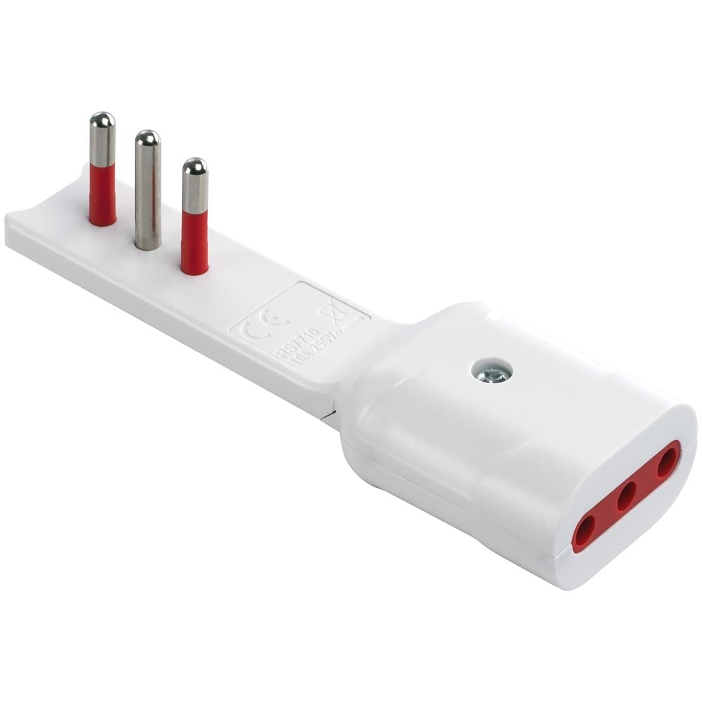 Adattatore Salvaspazio Extra Flat Spina Italiana 10a Presa Italiana 10a Angolata Bianco - Foto 1