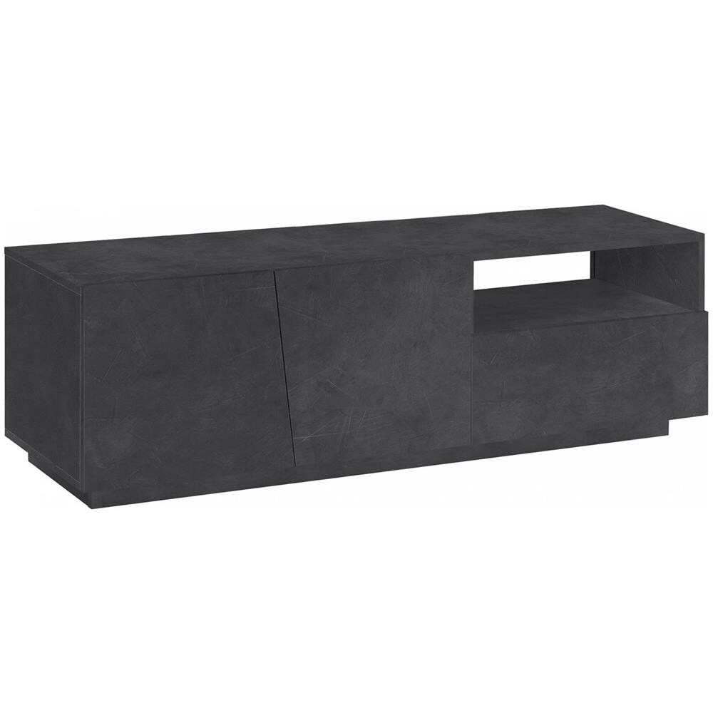 Mobile Porta Tv Nino, Credenza Bassa Da Soggiorno A 2 Ante, Base Porta Tv, 100% Made In Italy, Cm 150x43h46, Ardesia - Foto 2