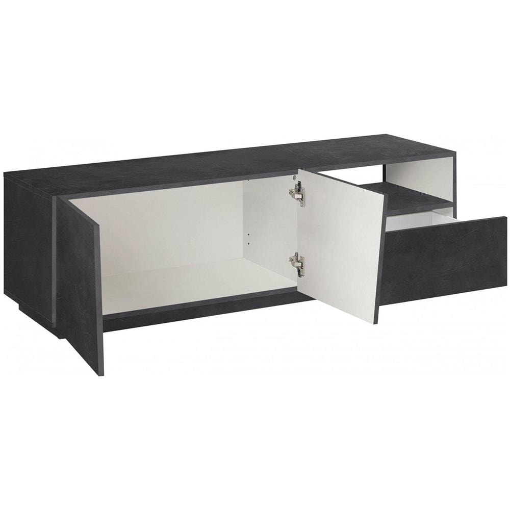 Mobile Porta Tv Nino, Credenza Bassa Da Soggiorno A 2 Ante, Base Porta Tv, 100% Made In Italy, Cm 150x43h46, Ardesia - Foto 4