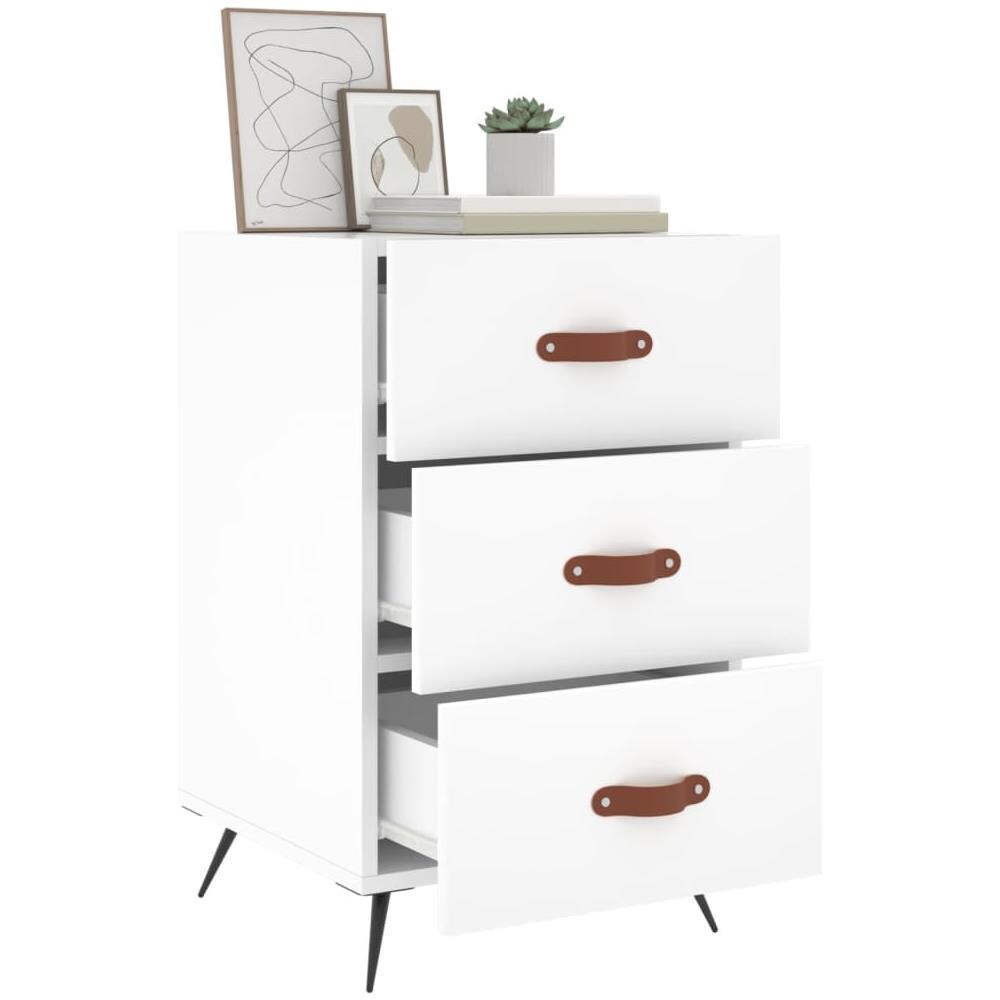 Comodino Bianco 40x40x66 Cm In Legno Multistrato - Foto 3