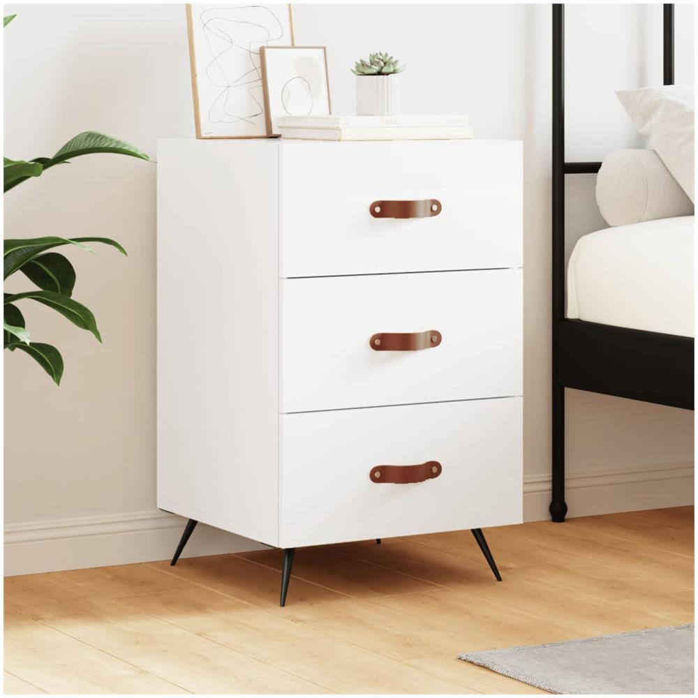 Comodino Bianco 40x40x66 Cm In Legno Multistrato - Foto 1