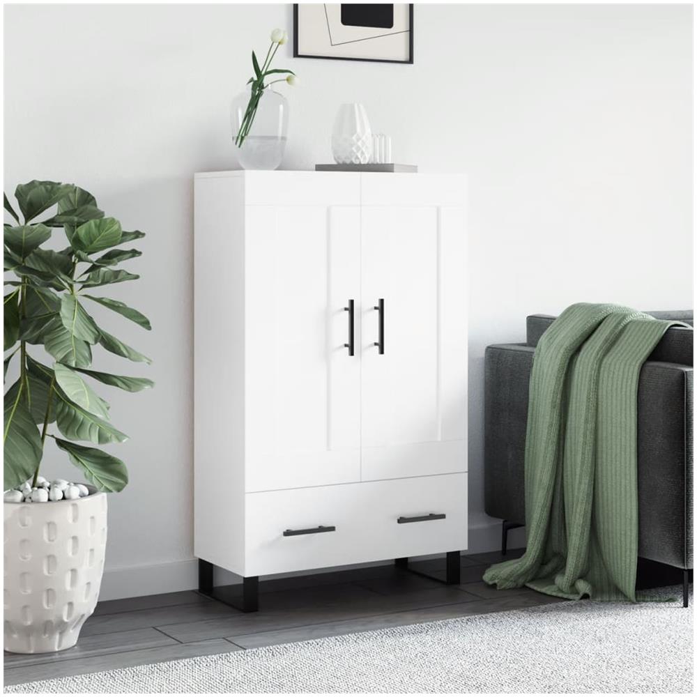 Credenza Bianca 69,5x31x115 Cm In Legno Multistrato - Foto 1