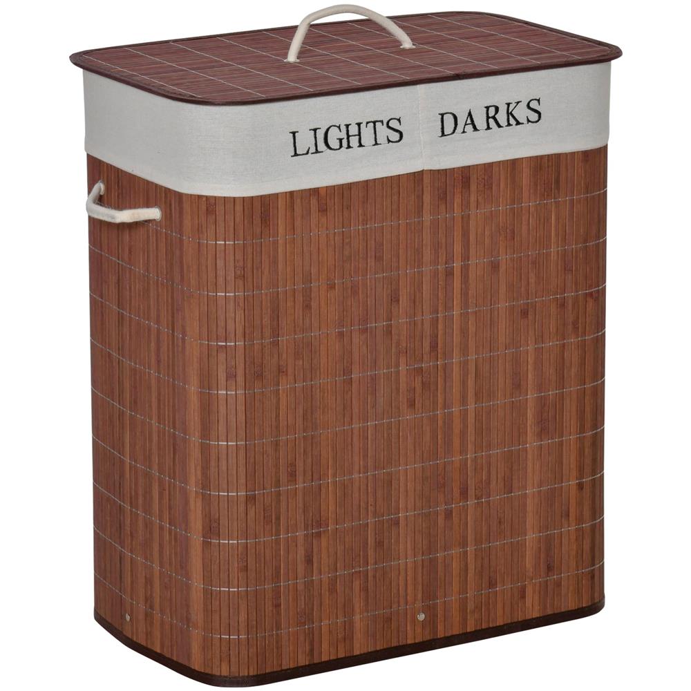 Cesto per Biancheria Bamb? da 100L con 2 Scomparti, Coperchio e Maniglie, 52x32x63cm - Foto 1