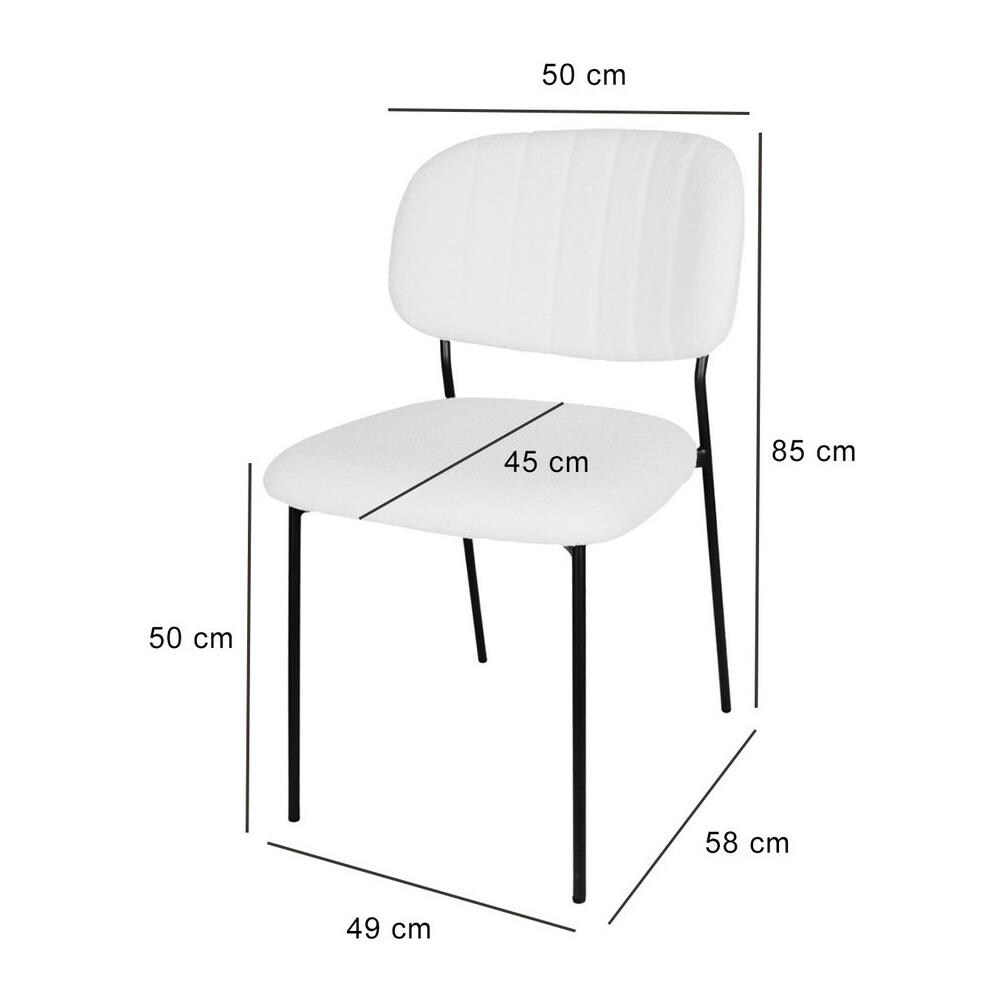Set 4 Sedie Sala Da Pranzo Rivalta Gambe In Acciaio Nero Opaco, Tessuto Bouclé Beige - Foto 2