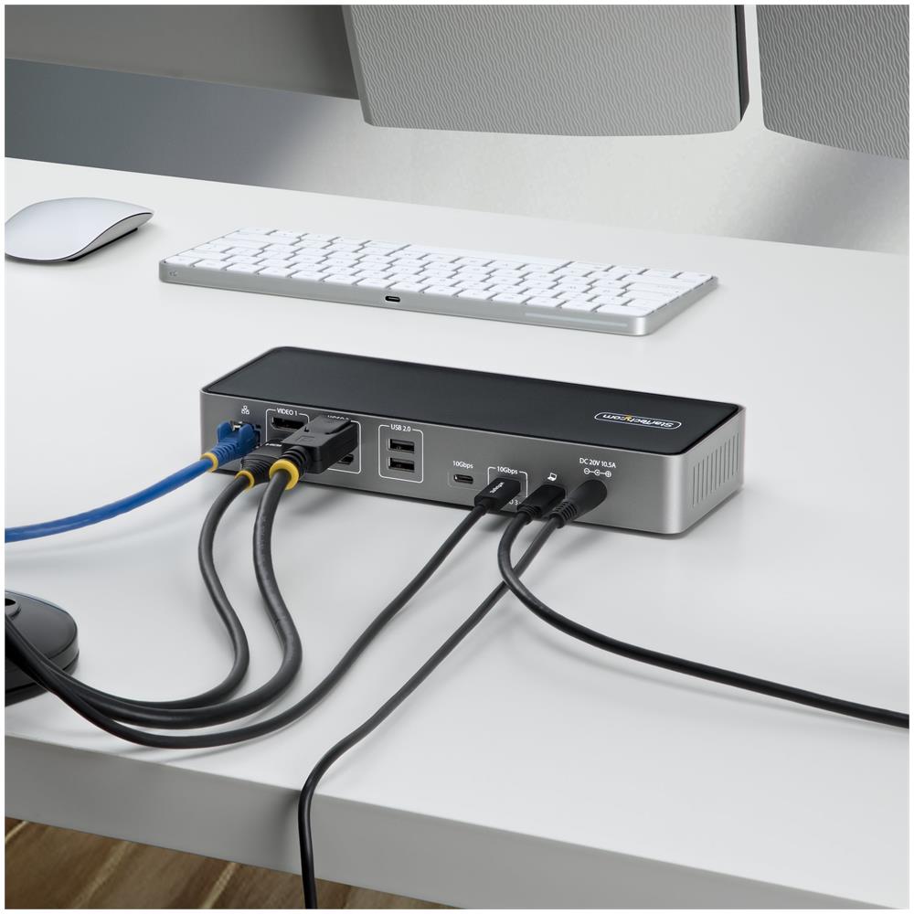 Adattatore Multiporta USB-C per Tre Monitor, Docking Station HDMI o DisplayPort 4K60Hz; Mini Dock USB Type-C, PD 140W per MacBook Pro e Windows, TAA - Foto 2