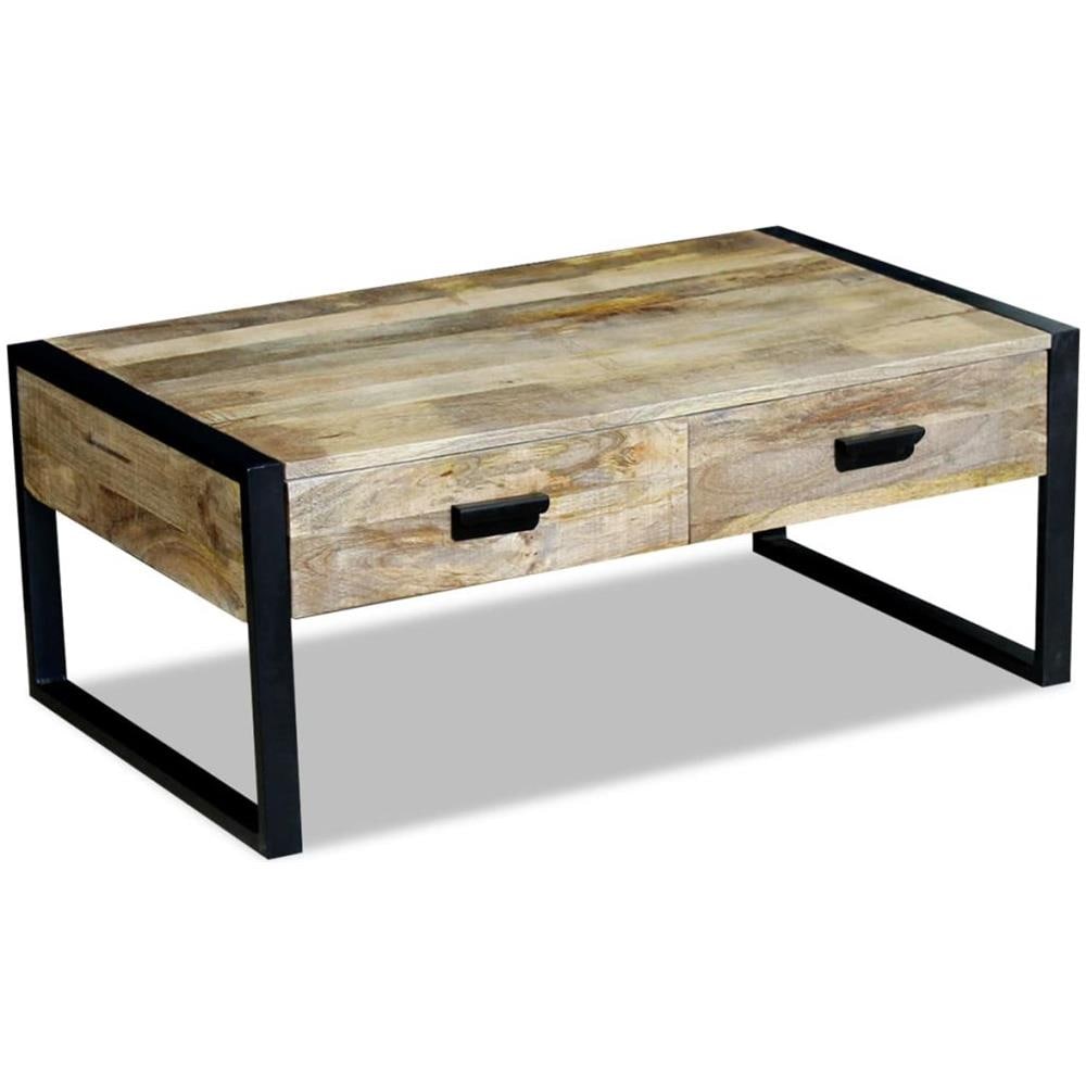 Tavolino Da Caffè In Legno Massello Di Mango 100x60x40 Cm - Foto 2