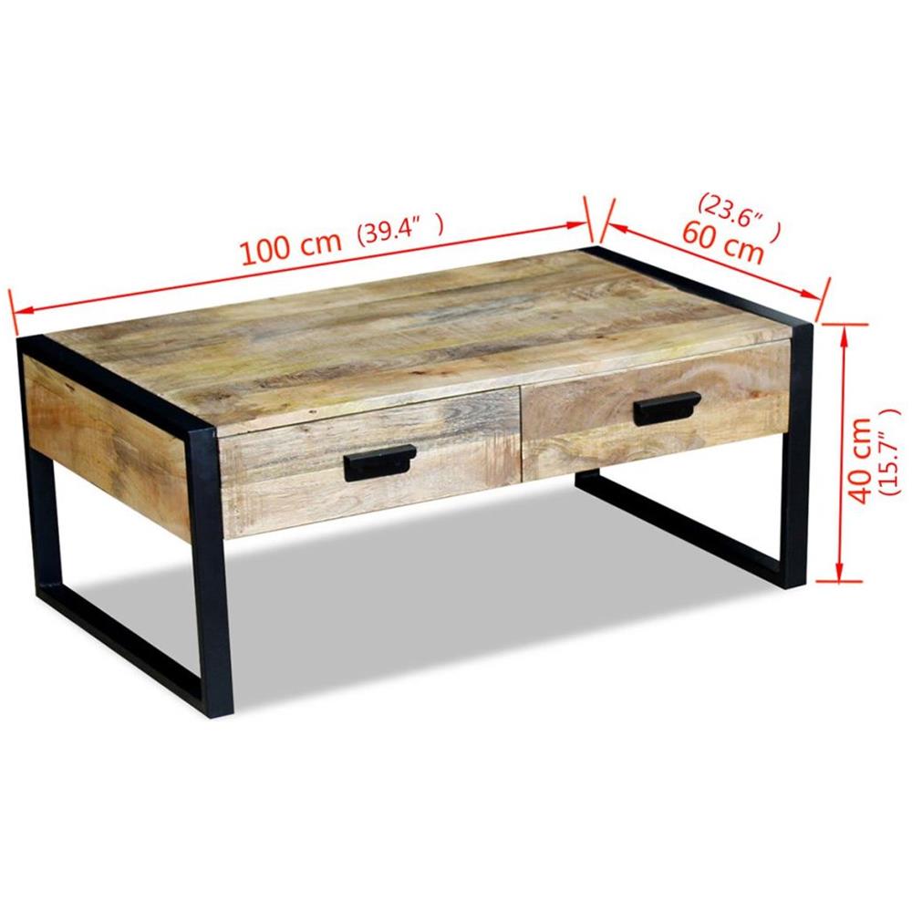 Tavolino Da Caffè In Legno Massello Di Mango 100x60x40 Cm - Foto 16