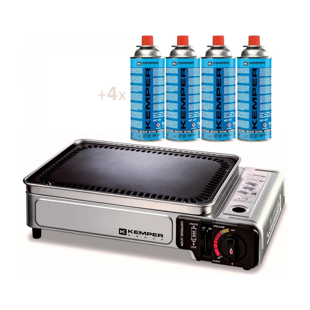 Kemper Fornello A Gas 2 In 1 Con Griglia - 2200W, 8 Cartucce Butano Incluse, Ideale Per Campeggio - Foto 6