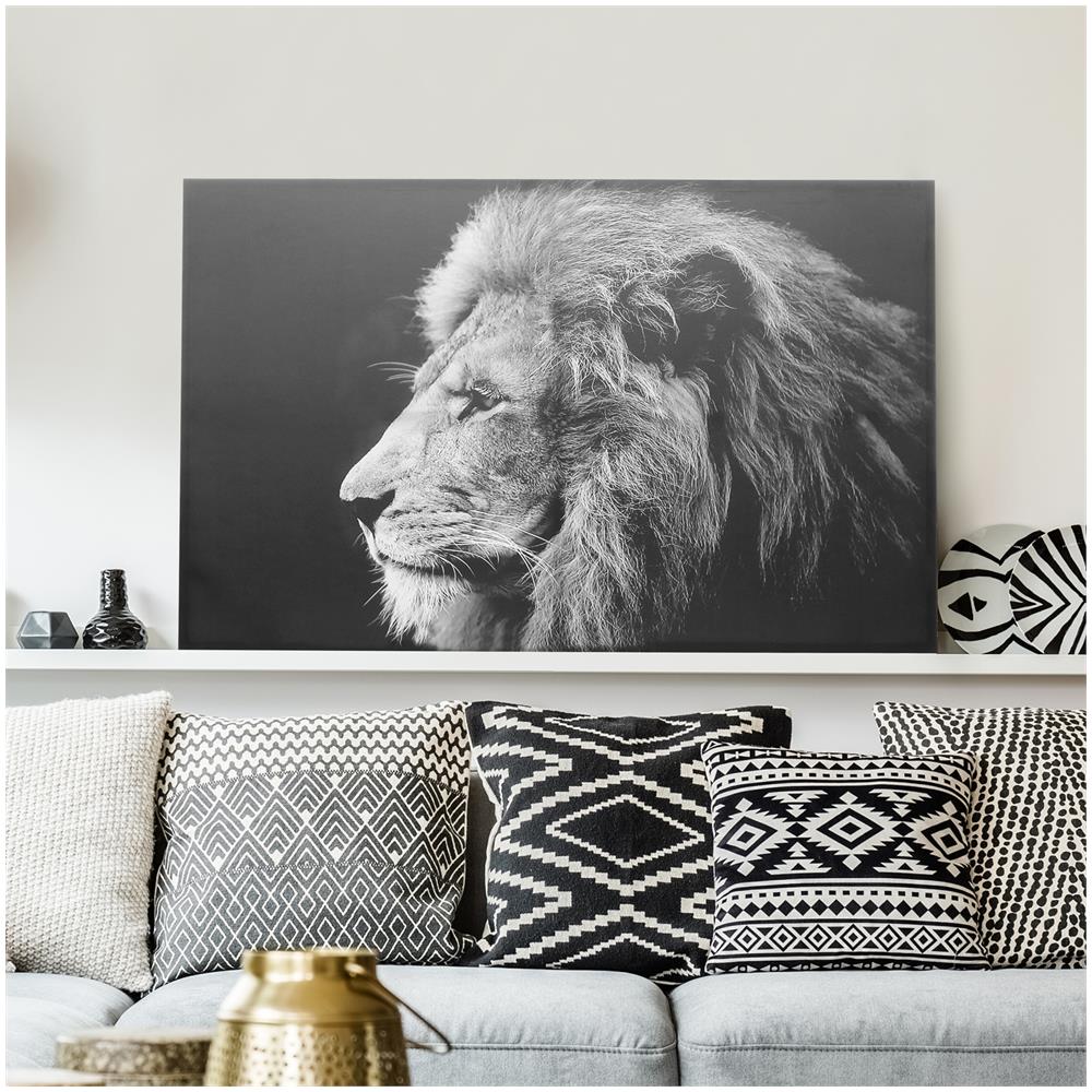 Quadro Leone In Tela, Da 78x118 Cm Grigio - Foto 2