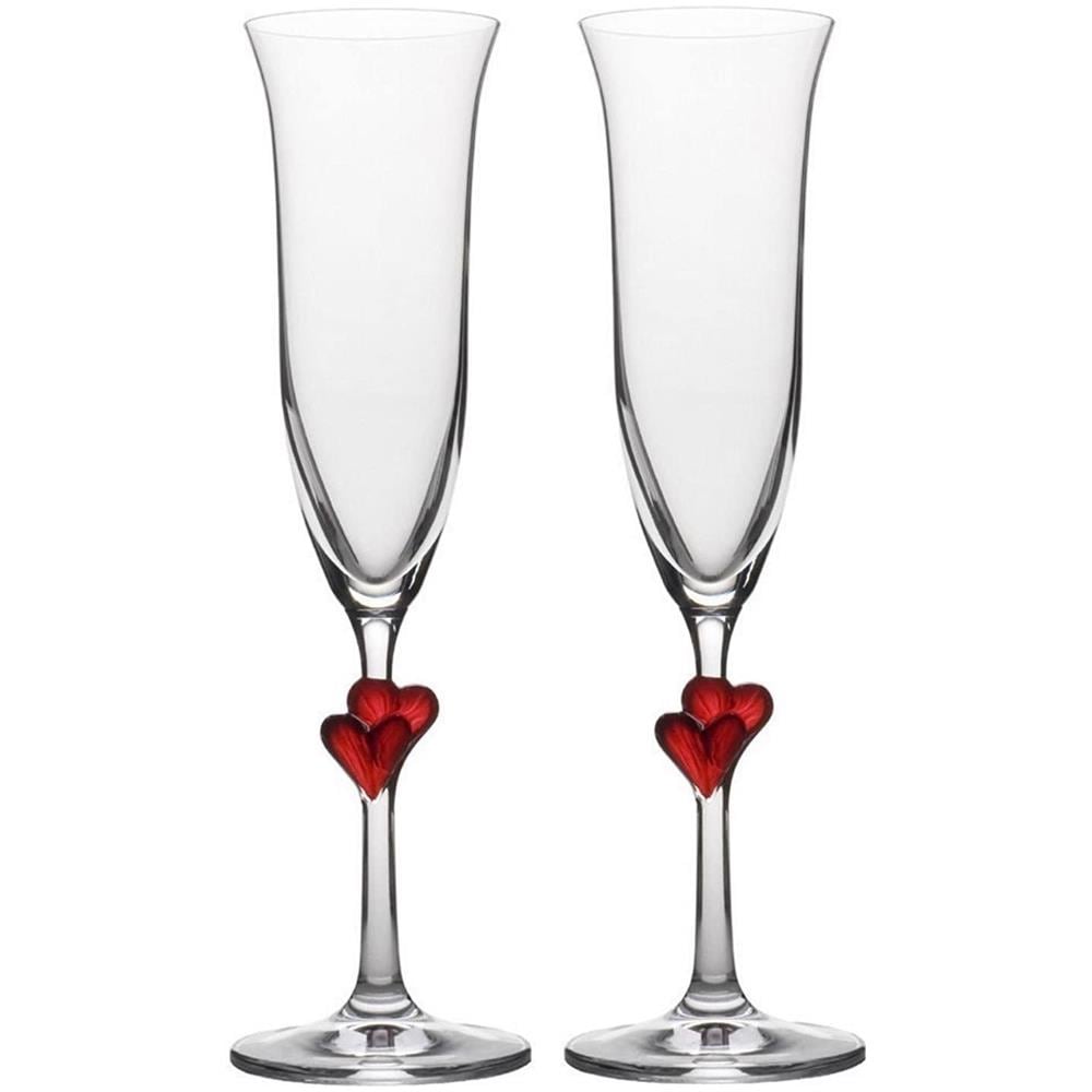 Calici Da Spumante L'amour Con Cuoricini, 175 Ml, Set Da 2 Calici, Made In Germany - Trasparente - Foto 3