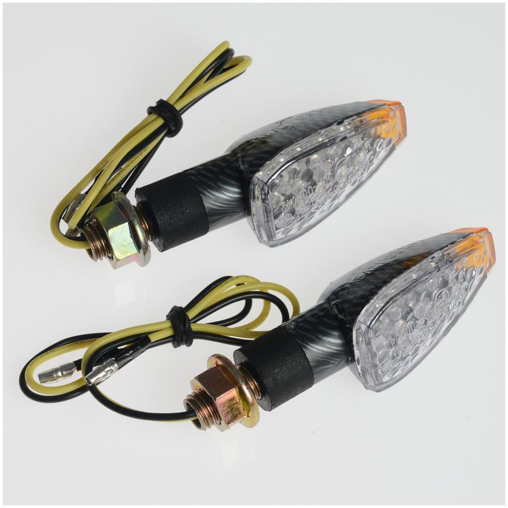 Coppia Frecce Moto Led Indicatori Direzione Universali Doppia Lente Carbonio - Foto 1