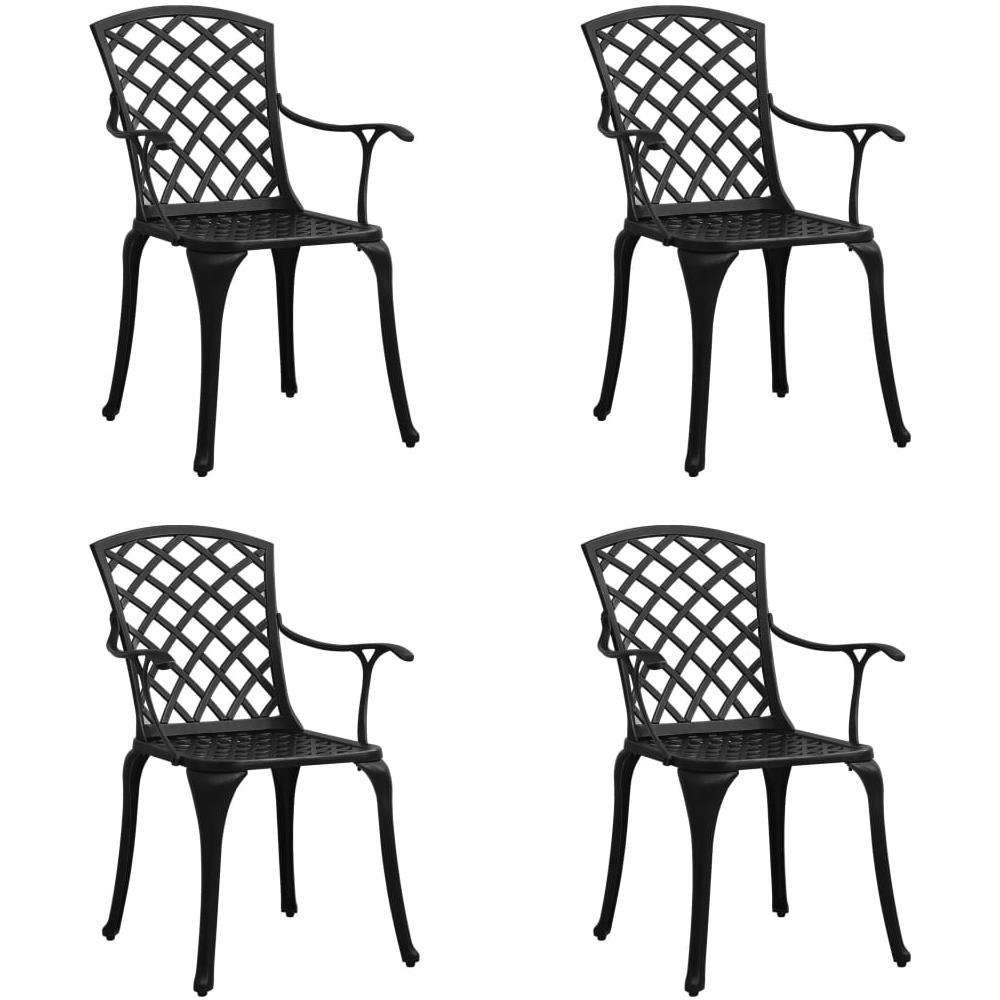 Sedie Da Giardino 4 Pz In Alluminio Pressofuso Nero - Foto 1