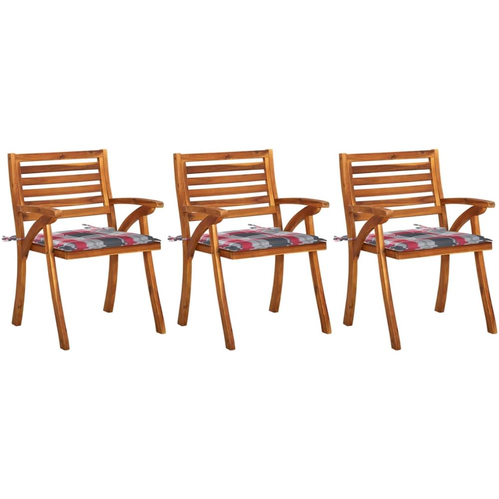 Sedie da Pranzo da Giardino con Cuscini 3 pz Massello di Acacia - Foto 1