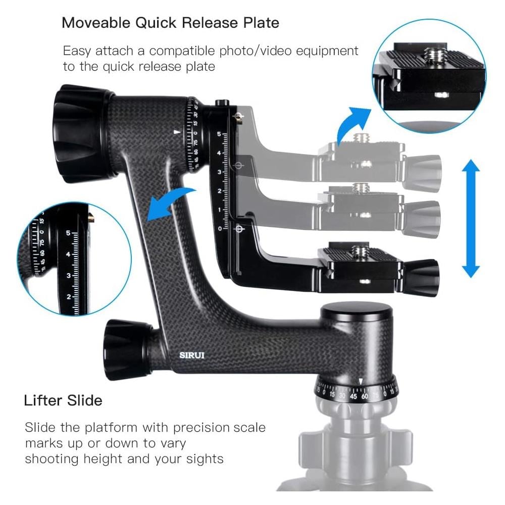 Ph-10 Gimbal Testa Treppiede Leggera Professionale In Fibra Di Carbonio Testa Panoramica A 360 Gradi Gimbal - Foto 5