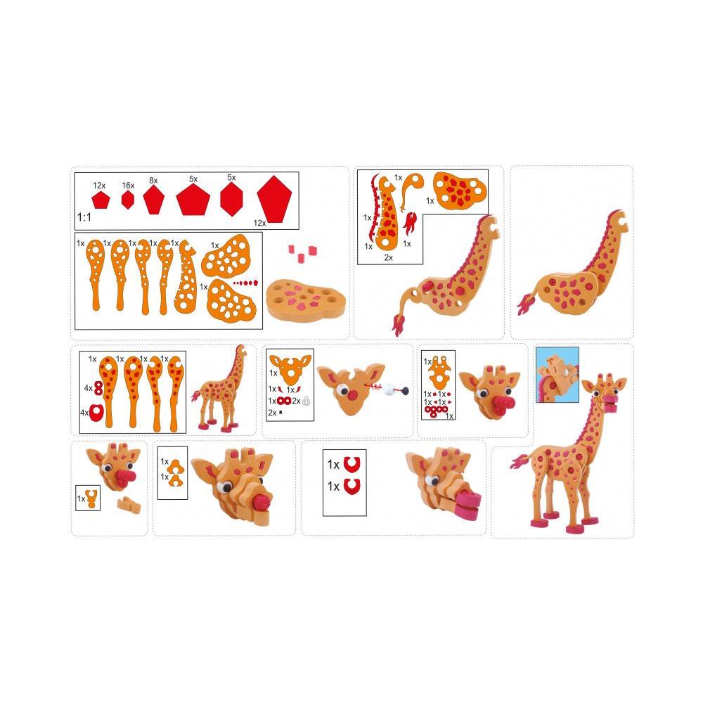 Puzzle 3d Giraffa Junior 31,5 Cm Schiuma Arancione 104 Pezzi - Foto 2