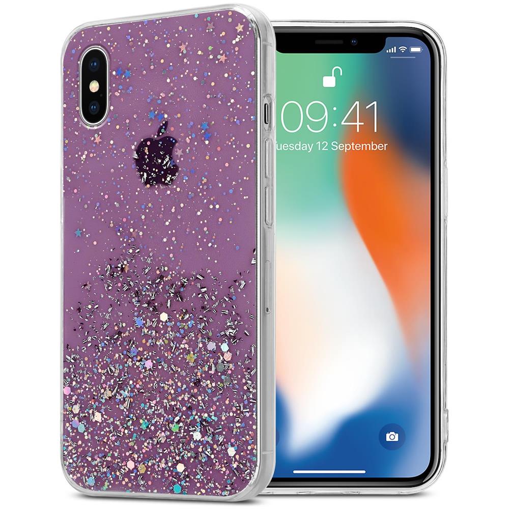 Custodia Compatibile Con Apple Iphone Xs Max In Viola Con Glitter - Coperchio Protettivo In Silicone Tpu Flessibile Con Glitter Scintillanti - Foto 1