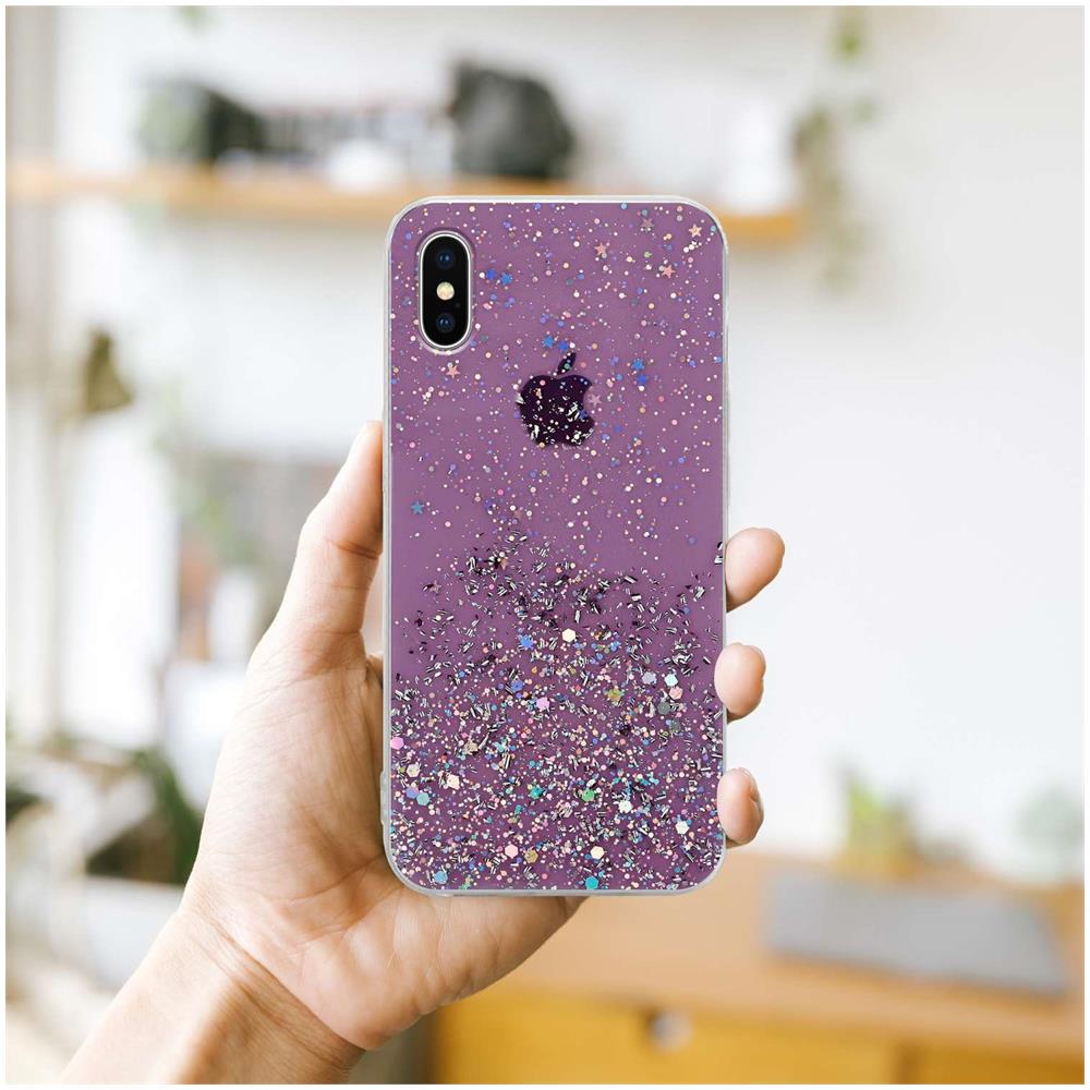 Custodia Compatibile Con Apple Iphone Xs Max In Viola Con Glitter - Coperchio Protettivo In Silicone Tpu Flessibile Con Glitter Scintillanti - Foto 8