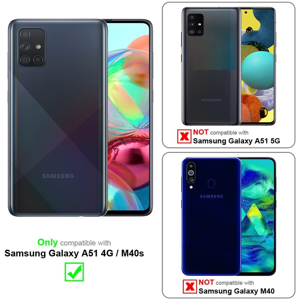 Custodia Compatibile Con Samsung Galaxy A51 In Nero Carbone - Coperchio Protettiva Con Chiusura Magnetica, Funzione Stand E Tasca Per Le Carte - Foto 2