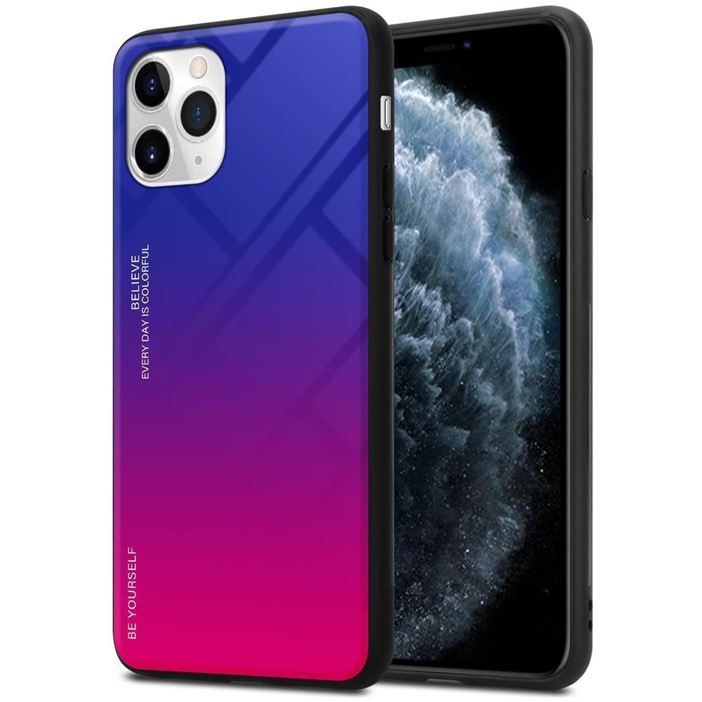 Custodia Compatibile Con Apple Iphone 11 Pro Max In Viola - Rosso - Coperchio Protettivo Bicolore In Vetro Temperato E Silicone Tpu - Foto 1