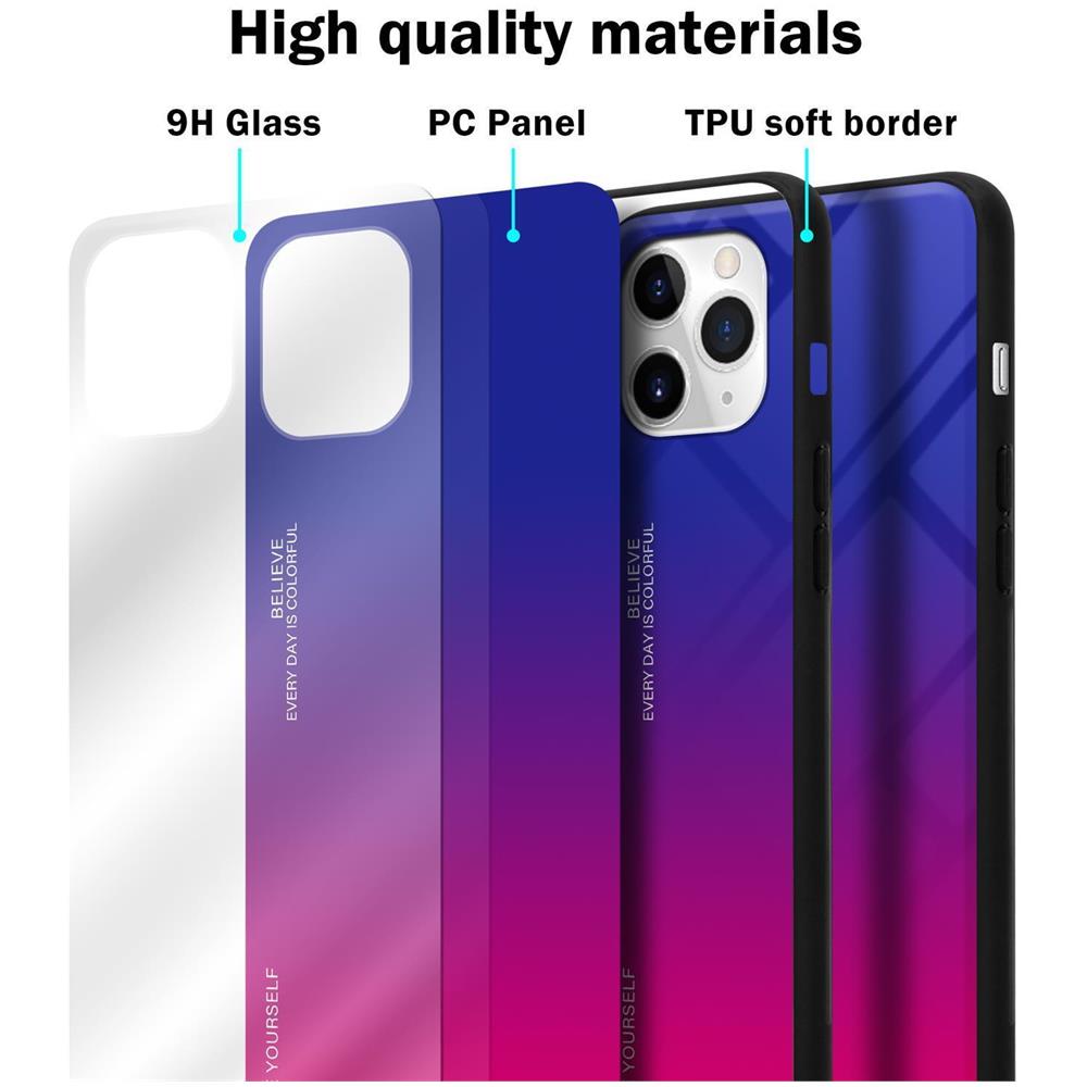 Custodia Compatibile Con Apple Iphone 11 Pro Max In Viola - Rosso - Coperchio Protettivo Bicolore In Vetro Temperato E Silicone Tpu - Foto 7