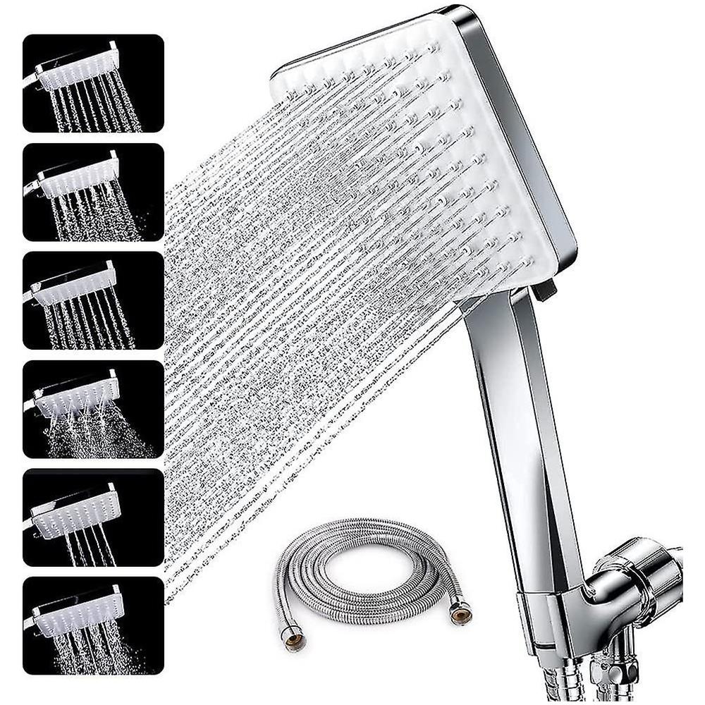 Soffione Doccia Doppio Per Coppie Con Asta Telescopica Regolabile - Testa Pioggia E Doccino Manuale, Alta Pressione, Adatto A Docce Da 69 A 190 Cm - Installazione Facile Senza Fori - 4