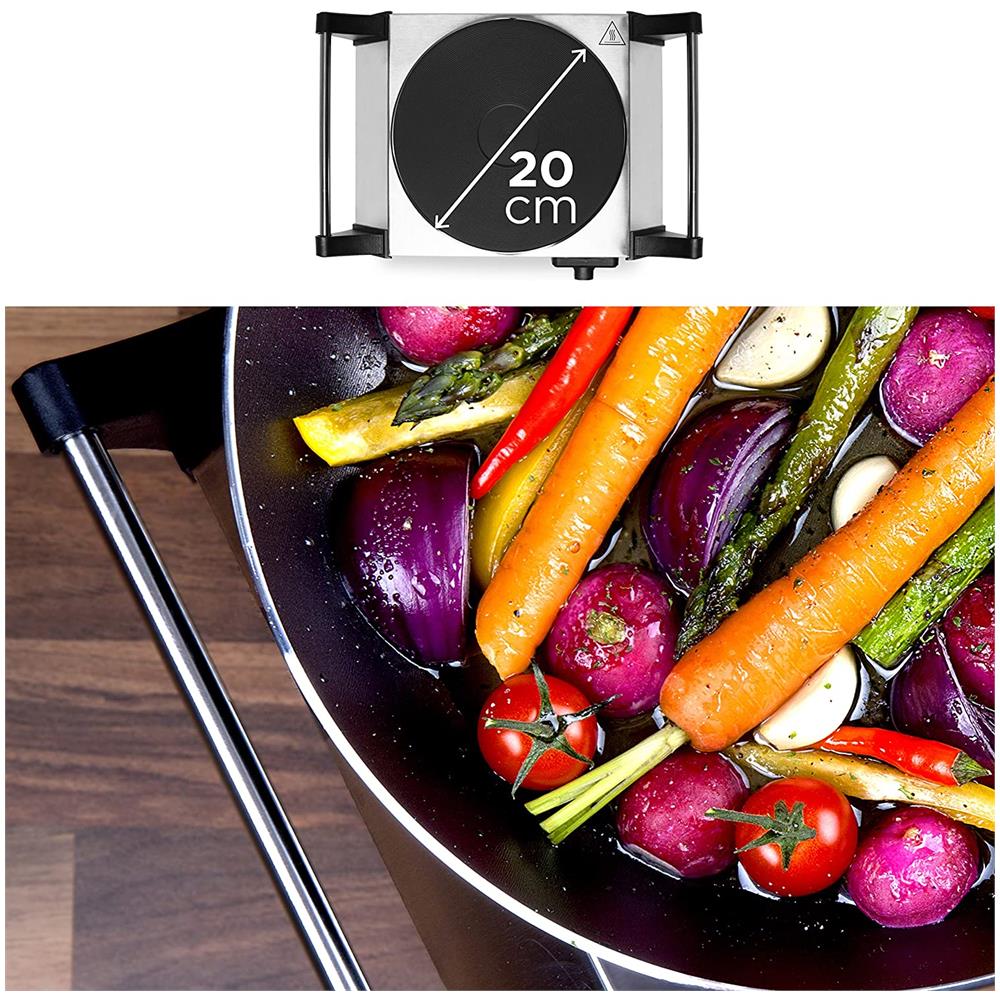 Hp1ss Fornello Elettrico Da Campeggio 1500w Piano Cottura Portatile In Acciaio Inox Con 1 Piastra Elettrica In Ghisa E Manici Per Il Trasporto - Foto 6