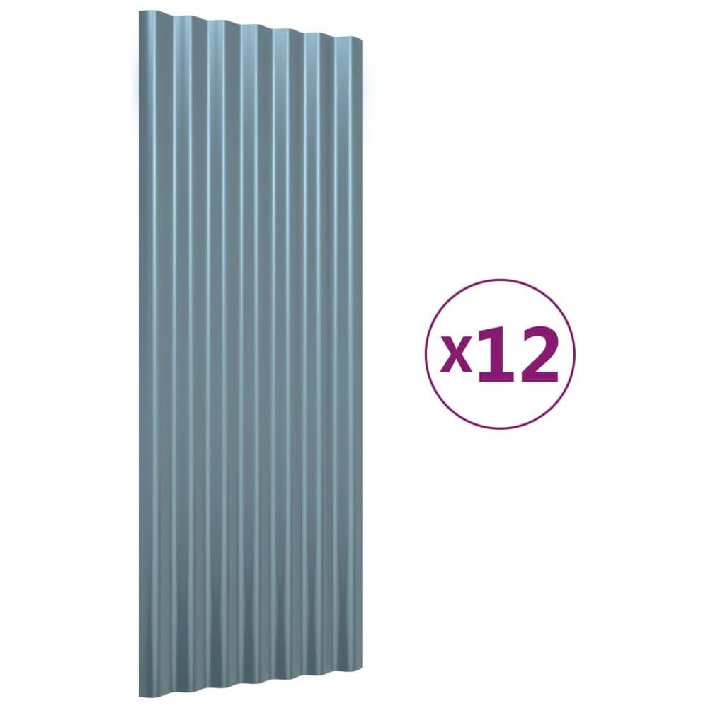 Pannelli Tetto 12pz Acciaio Verniciato A Polvere Grigi 100x36cm - Foto 2